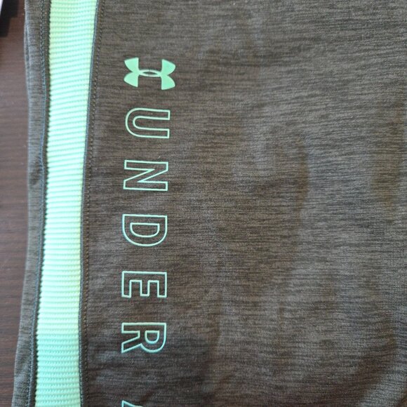 Under Armour Women's XL Olive Green Athletic Leggings With Teal Accents Pocket - Picture 2 of 6